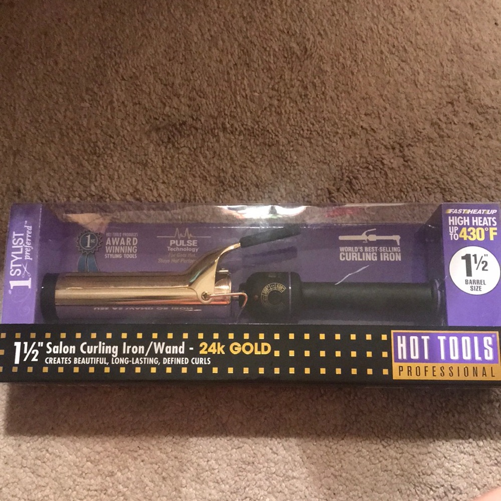 Hot tools 1 1/2” salon curling iron/wand 24k Gold